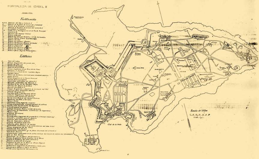 Map of the La Mola peninsular and fort