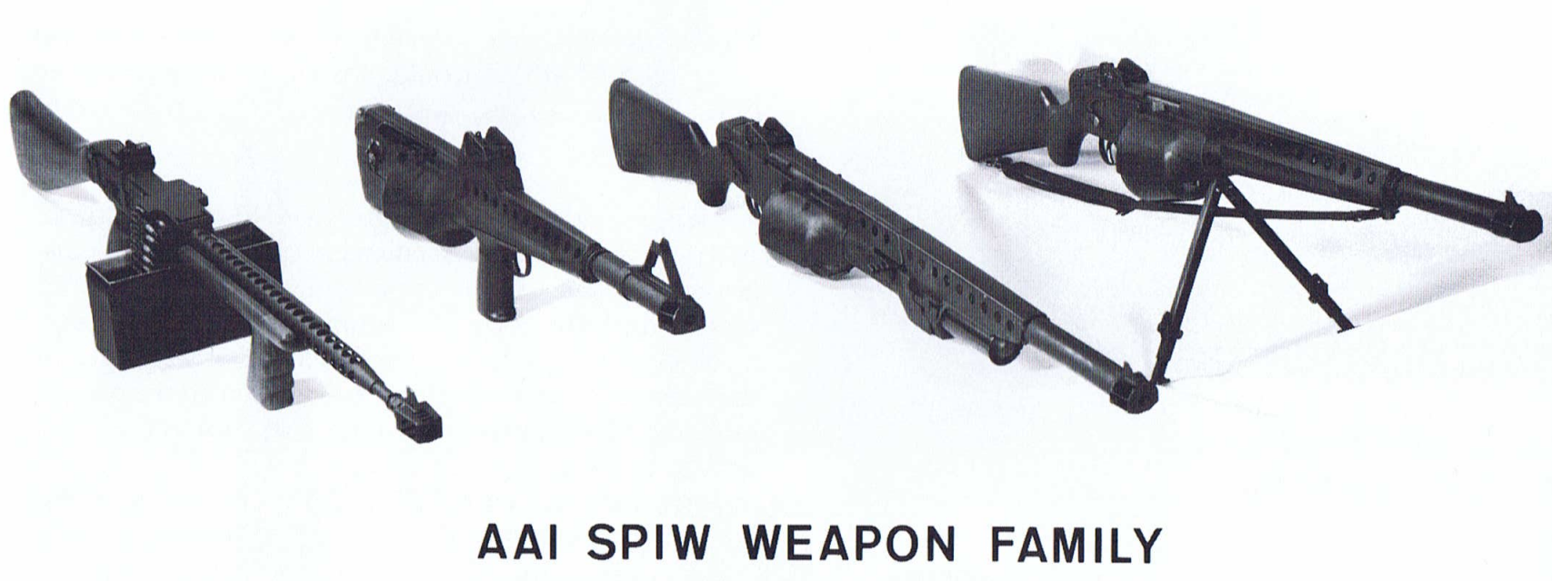 4 guns from AAI's family of weapons 60s SPIWs