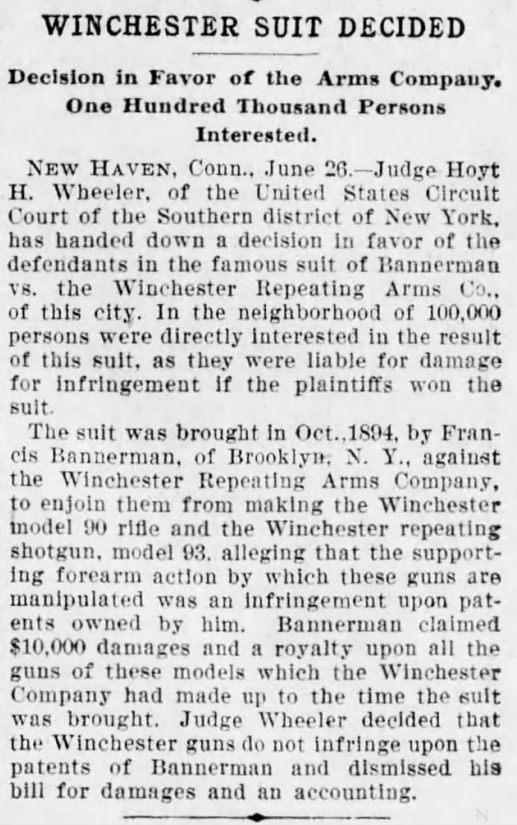 Times report on bannerman suit